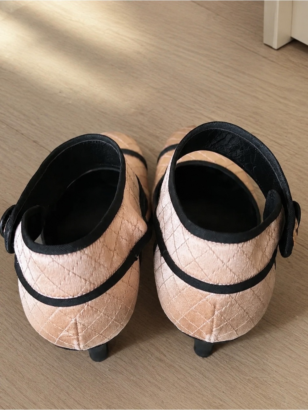CHANEL Beige and Black Quilted Ankle-Strap Pumps - Picture 6 of 6